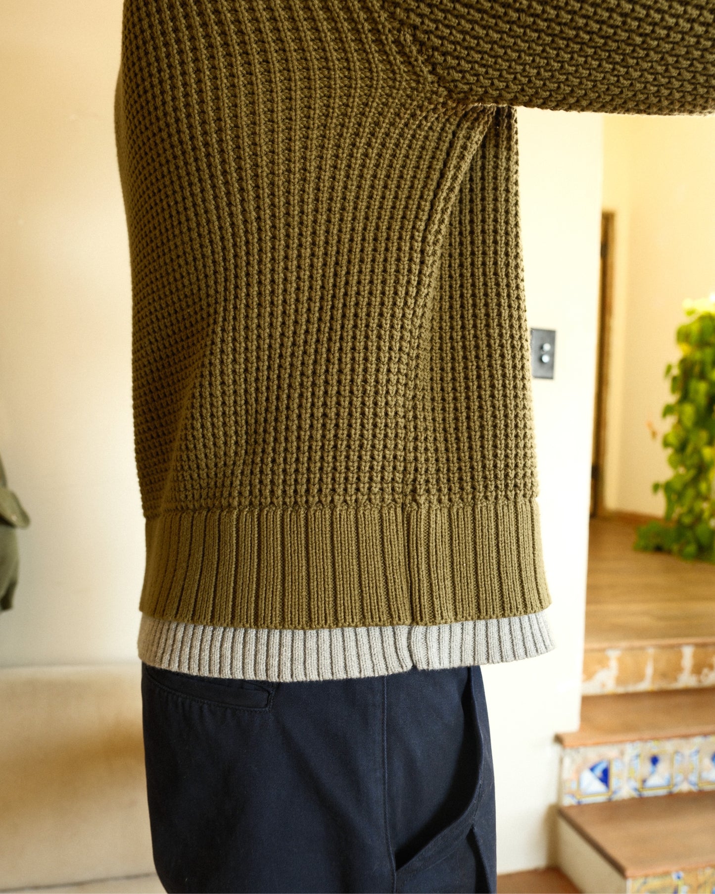 Dual V Polo - Olive/Stone