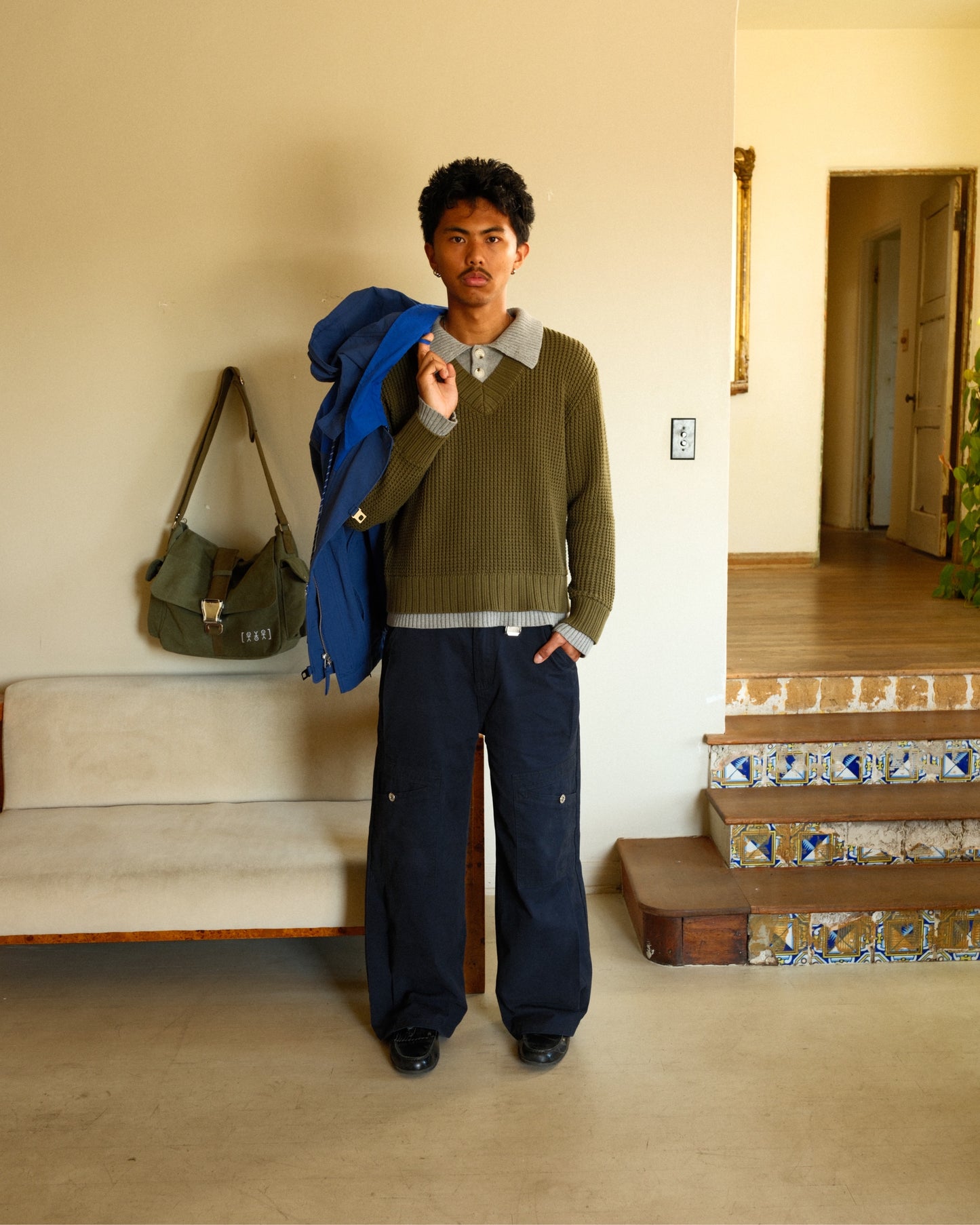 Dual V Polo - Olive/Stone