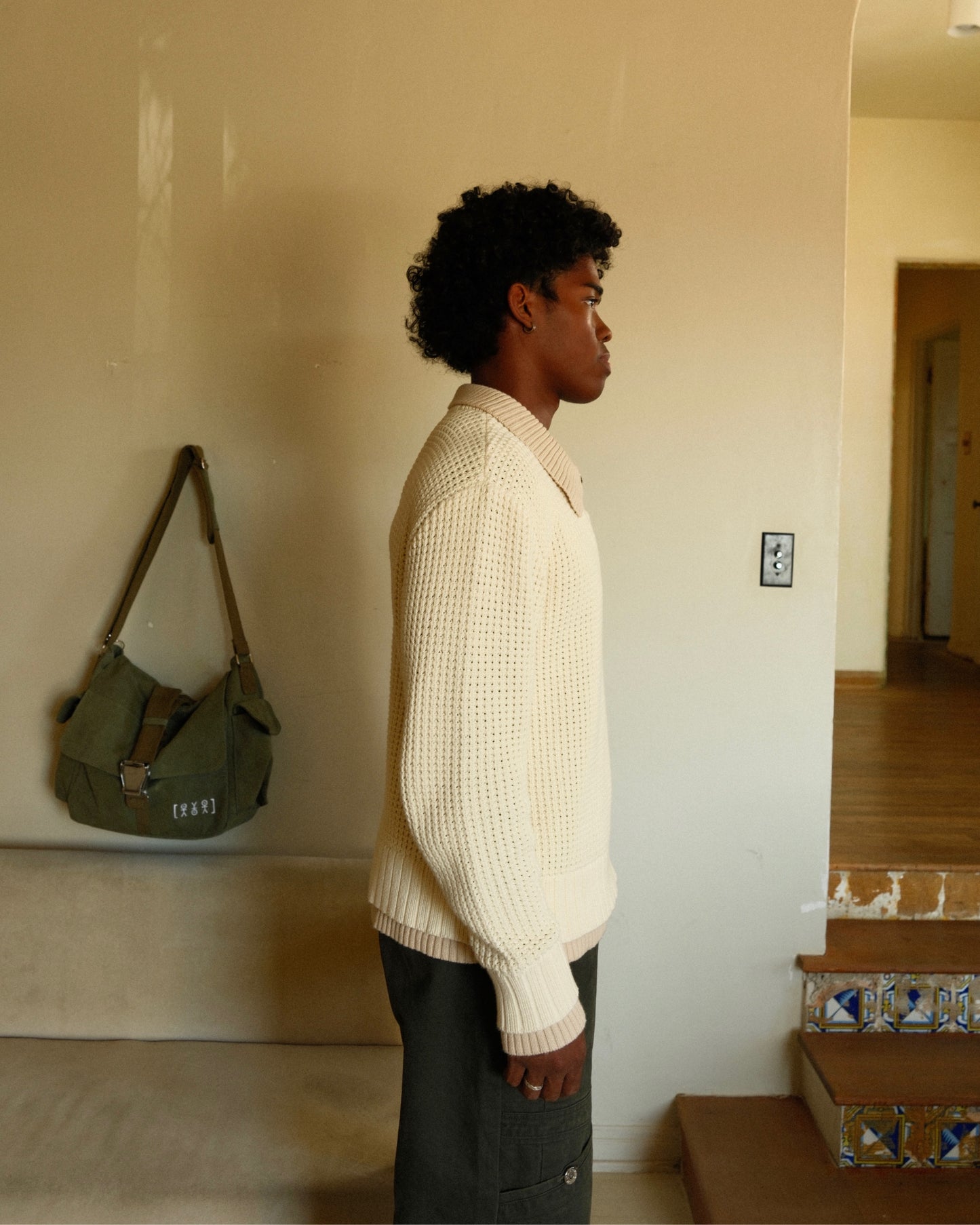Dual V Polo Cream/Beige