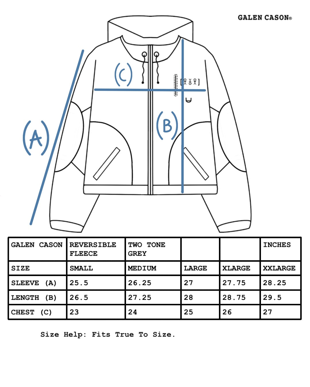 Two Tone Reversible Fleece Light Gray (Galen Cason)