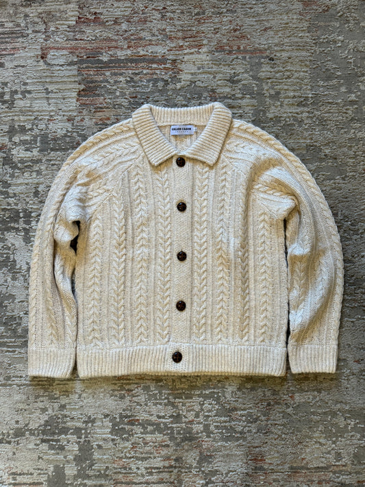 Miss Direction Knit Cardigan (Beige+White) Large