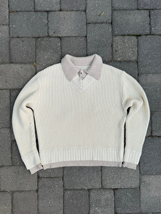 Dual V Polo (Cream + Beige)