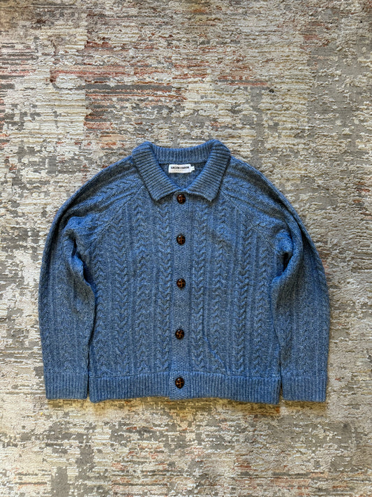 Miss Direction Knit Cardigan (Blue+White) Large