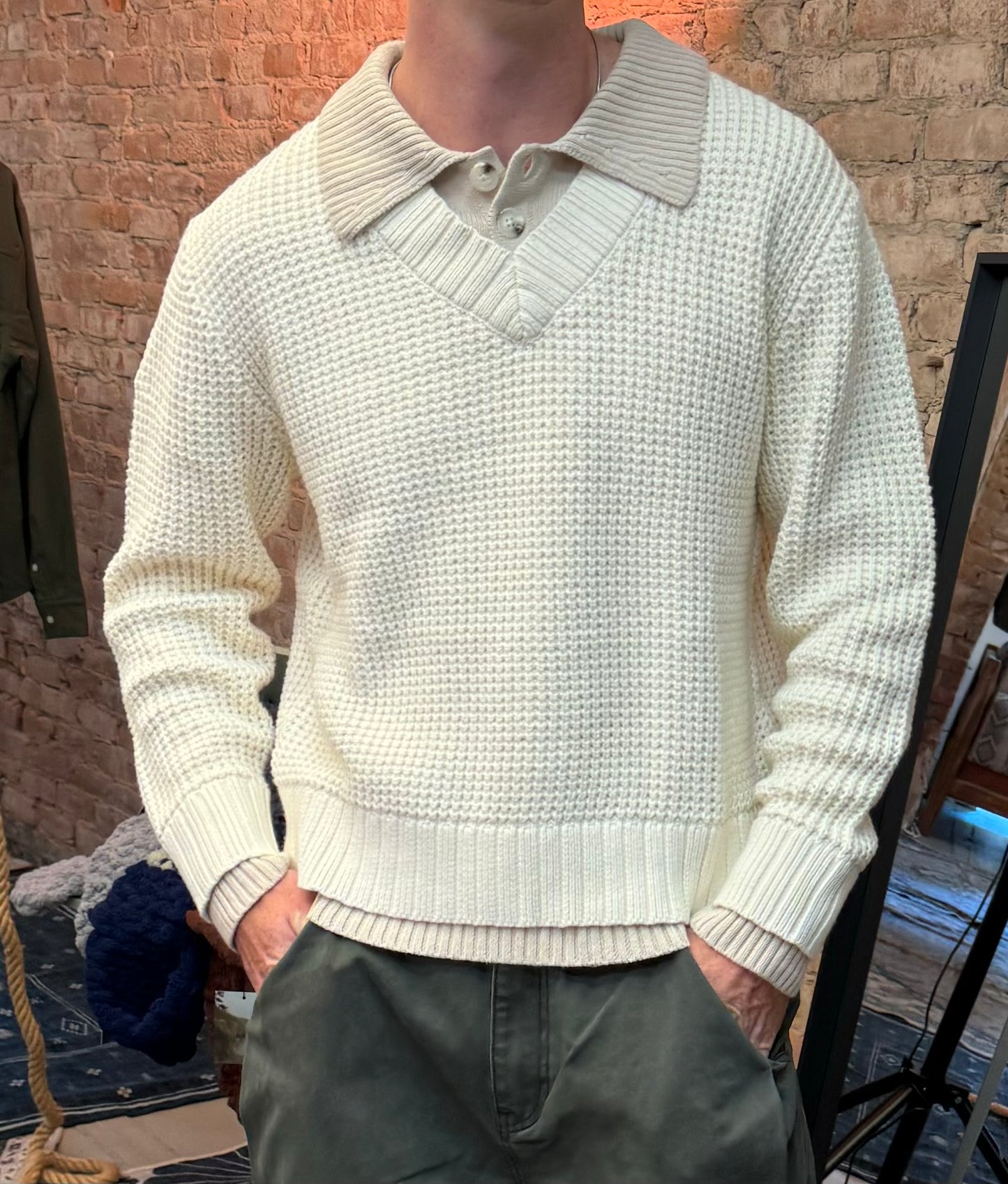 Dual V Polo (Cream + Beige)