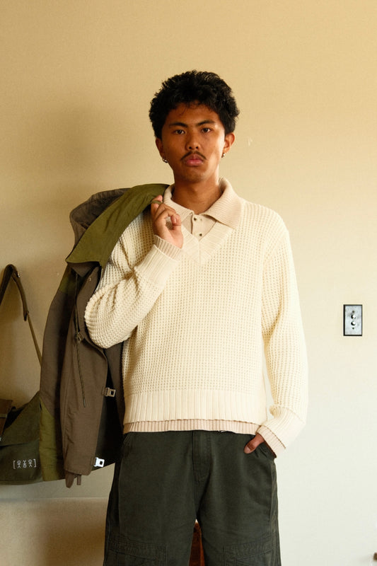 Dual V Polo Cream/Beige