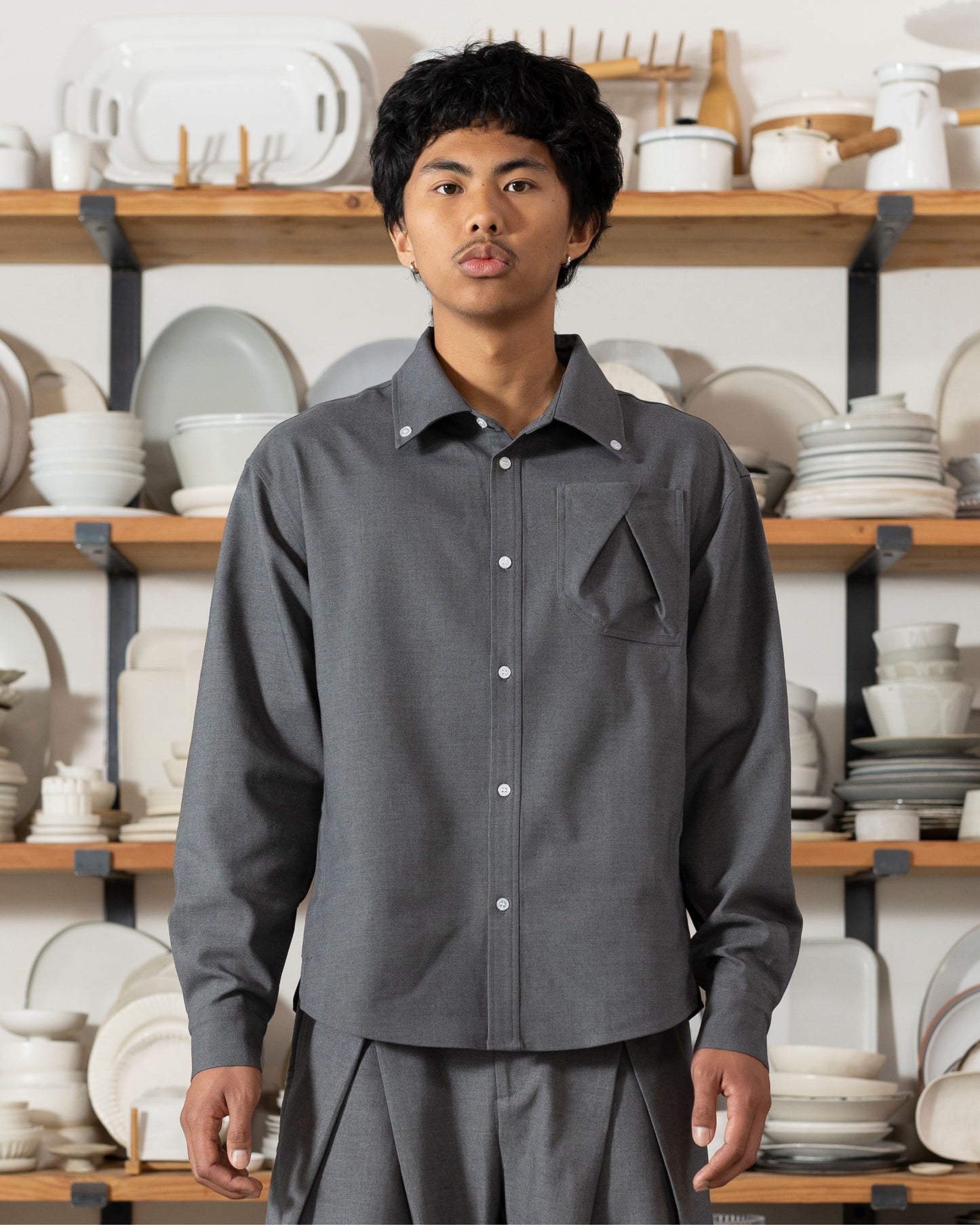 Directional Button Up (Cobblestone)