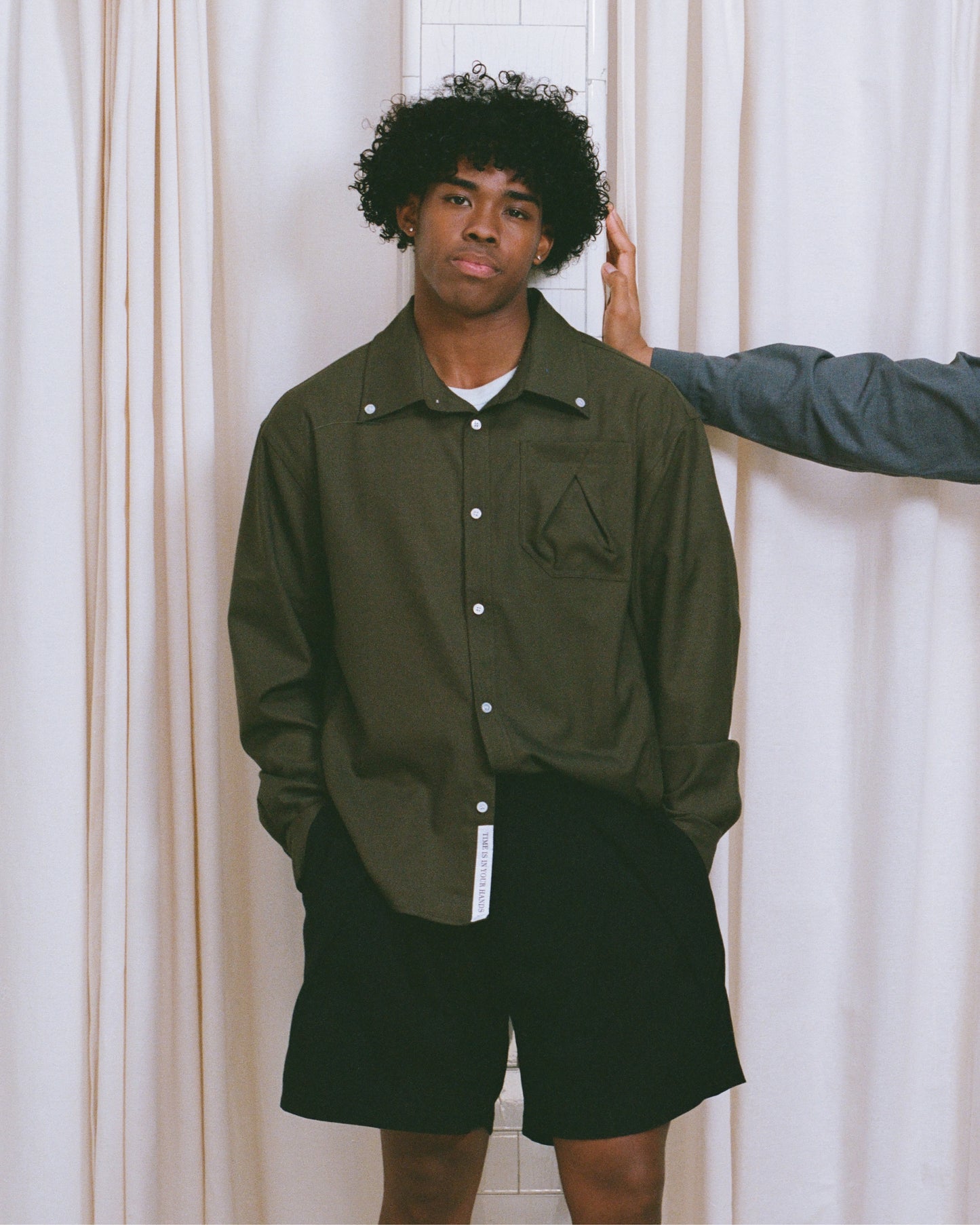 Directional Button Up (Olive)